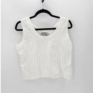 Vintage Richard Sport white polka dot cropped sleeveless top size M festival